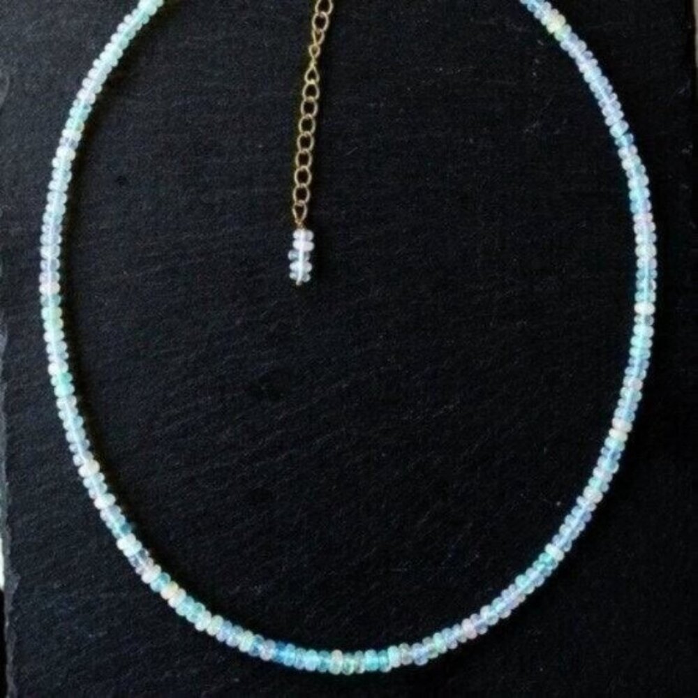 Ethiopian Fire Opal Beaded Necklace – Genuine AAA Opals with Gold Clasp STUNNING - Picture 10 of 12